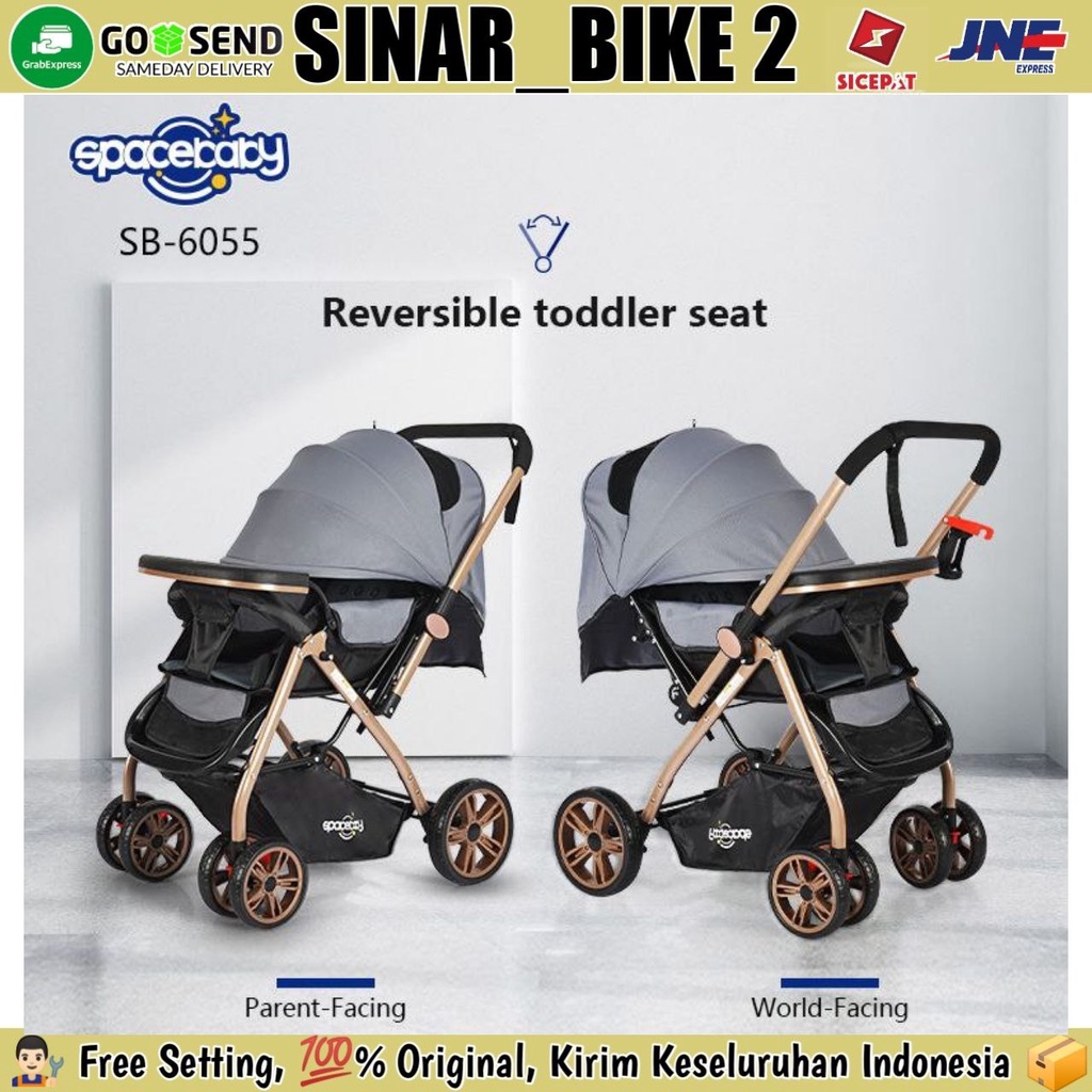 Baby Stroller Spacebaby SB-6055//SB-6055A//K9500 Stir Bolak Balik Kereta Dorong Bayi