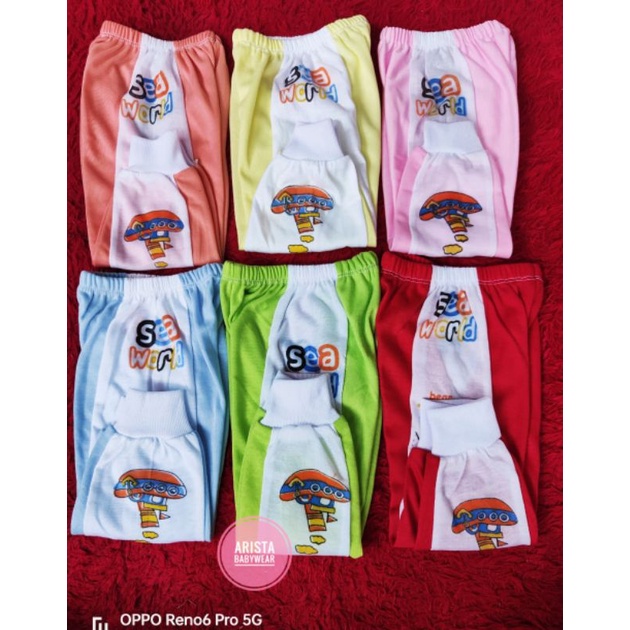 CELANA PANJANG BAYI, STRIP WARNA RAINBOW KOMBINASI (1LUSIN/12PCS)