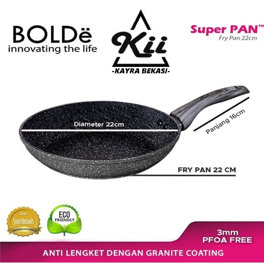 BOLDe Super Pan Black 22cm - Fry Pan Dark Knight Black - Penggorengan