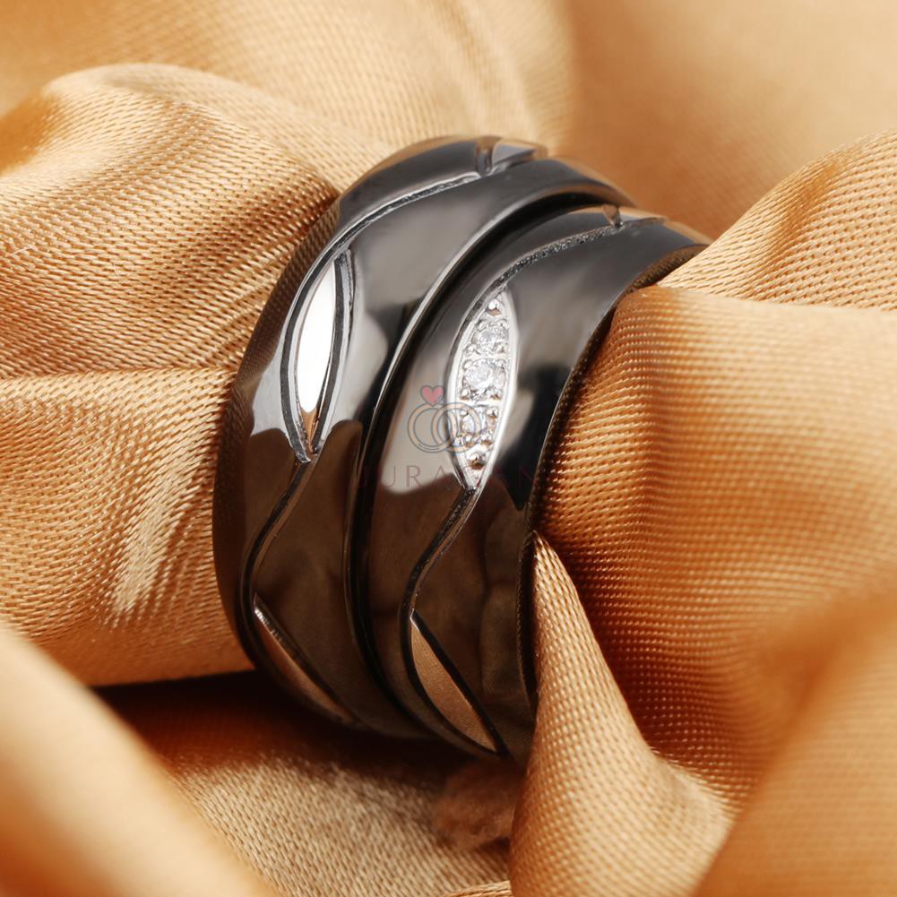 [HIGH QUALITY] Cincin Couple BUCIN R56 Titanium Ukir Nama + Box Cincin Beludru + BONUS Gelang Couple