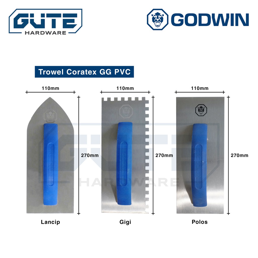 Plastering Trowel Asli Stainless &quot;Godwin&quot; / Roskam / Raskam / Sendok Semen Untuk Pasang Keramik GIGI