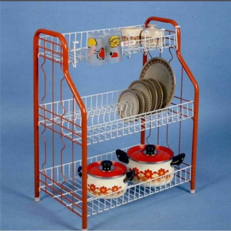 Rak Piring Master 3 susun/Rak Piring Besi/Rak Piring kaki besi 3susun/Rak Dapur