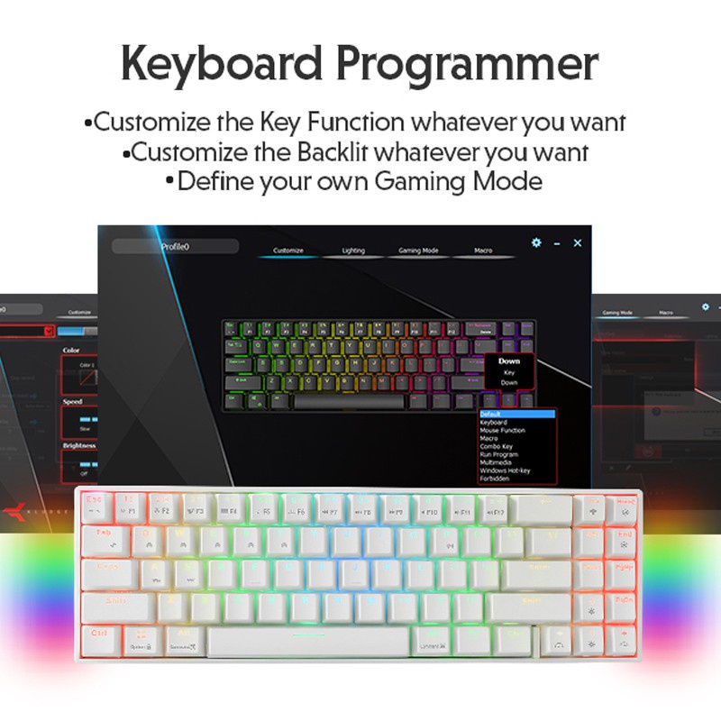 【Beli dua diskon 20%】 RK61 RK71 Wireless Bluetooth 61 71 Keys RGB Backlight 3 Modes Hotswap Gaming Mechanical Keyboard for PC Royal Kludge