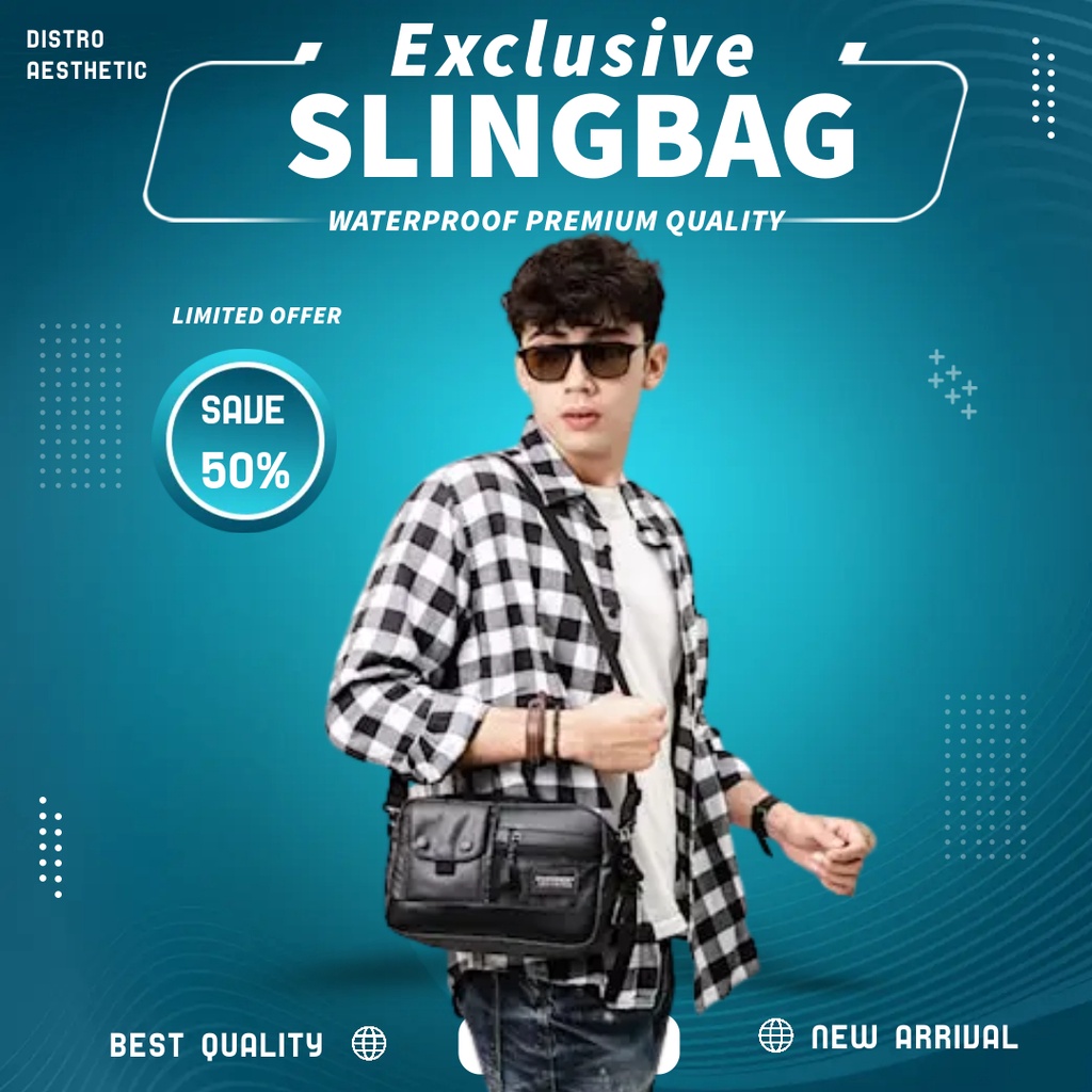 Tas Sling bag Selempang Slimbag pria Distro Original Slingbag Waterproof Cowok Tas Slempang Salempan