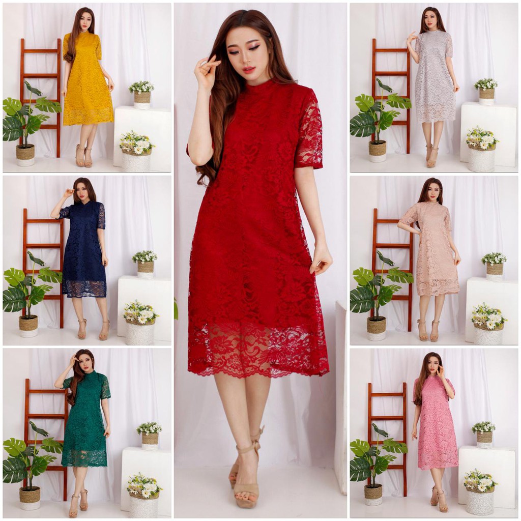 (TERLARIS) Dress Loli Lace Brukat Tulang Corneli Tebal Dijamin RealPict &amp; Best Seller TERMURAH !