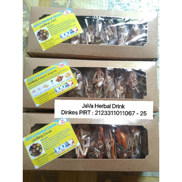 

JaVa Herbal Drink Minuman Kesehatan Tradisional Wedang Uwuh Empon2 Komplit box/pouch isi 10 pcs