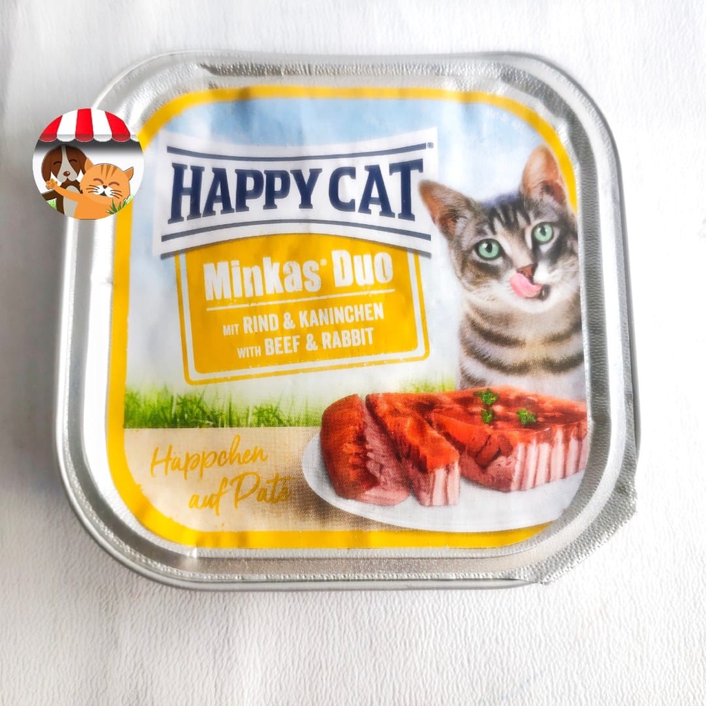 Happy Cat Minkas Duo Makanan Kucing Basah Daging Sapi dan Kelinci 100gr