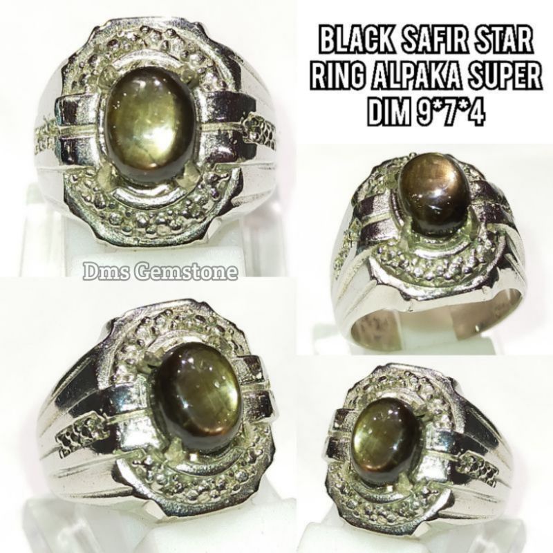 Cincin Black Safir Star Asli Natural | Batu Akik