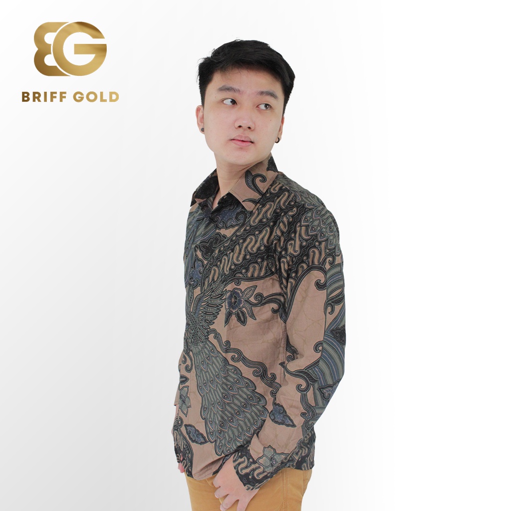 Kemeja Batik Briffgold Pria Parang Bunga Solo Lengan Panjang