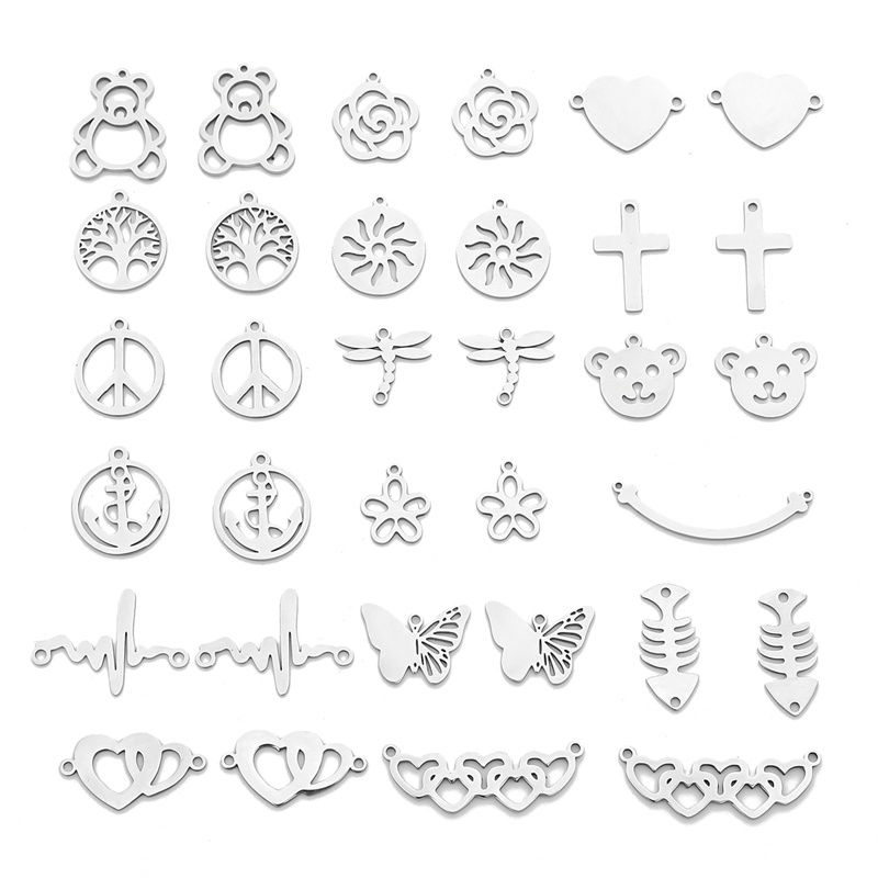 4pcs Liontin Bentuk Hati Bahan Stainless Steel Untuk Membuat Perhiasan Anting Kalung