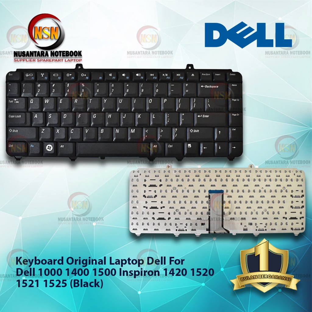 Keyboard Original Laptop Dell Vostro 1000 1400 1500 Inspiron 1420 1520 1521 1525 Keyboard - Black