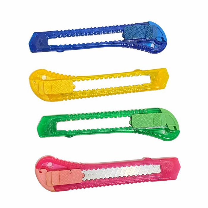 OBRAL PISAU CUTTER - KATTER PLASTIK BESAR WARNA WARNI / TRANSPARANT YELLOW BLUE GREEN PINK