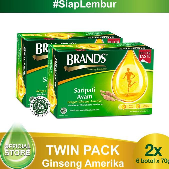 

Twin Pack BRAND'S Saripati Ayam dengan Ginseng Amerika 70 Gr 12 botol