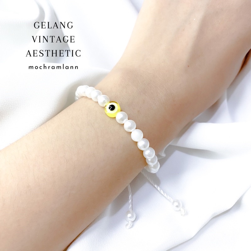 gelang manik mutiara model mata/ gelang aesthetic/ gelang aksesoris wanita