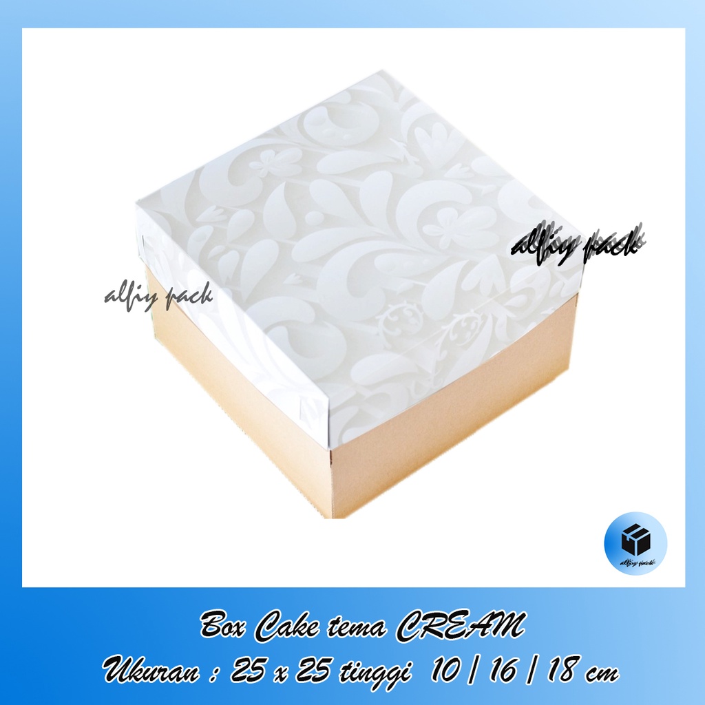 

1pack isi 5pcs BOX CAKE LAPGIT WHITE CREAM UKURAN 25x25 CM TINGGI 10 / 16 / 18 CM DUS PACKAGING HAMPERS / PARCEL GIFT BOX KOTAK BOLU TEMA KREM PUTIH