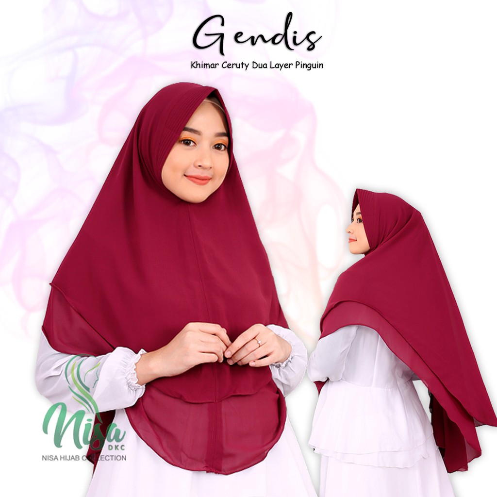 Khimar Livia Ceruty Dua Layer Gendis Hijab Syari 2Layer Bergo Jumbo Jahit Tepi [Nisadkc]