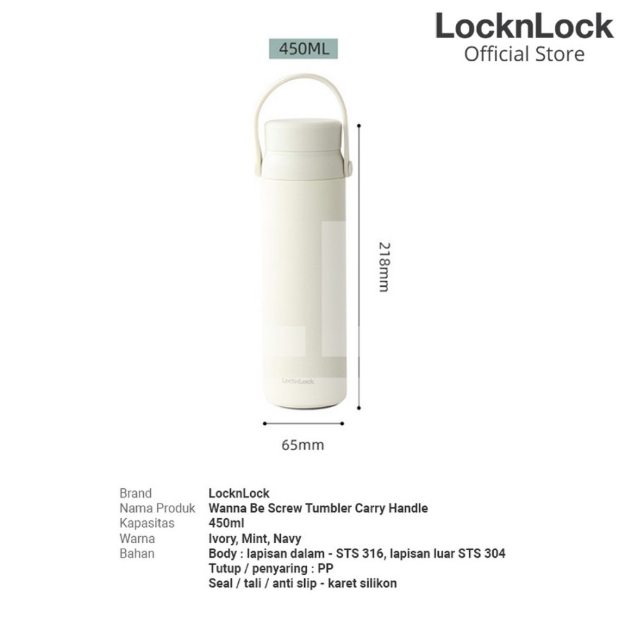 Lock n Lock Exclusive Wanna Be Screw Tumbler Carry Handle 450ml LHC4246 Tumbler Lock n Lock Hot n Cool