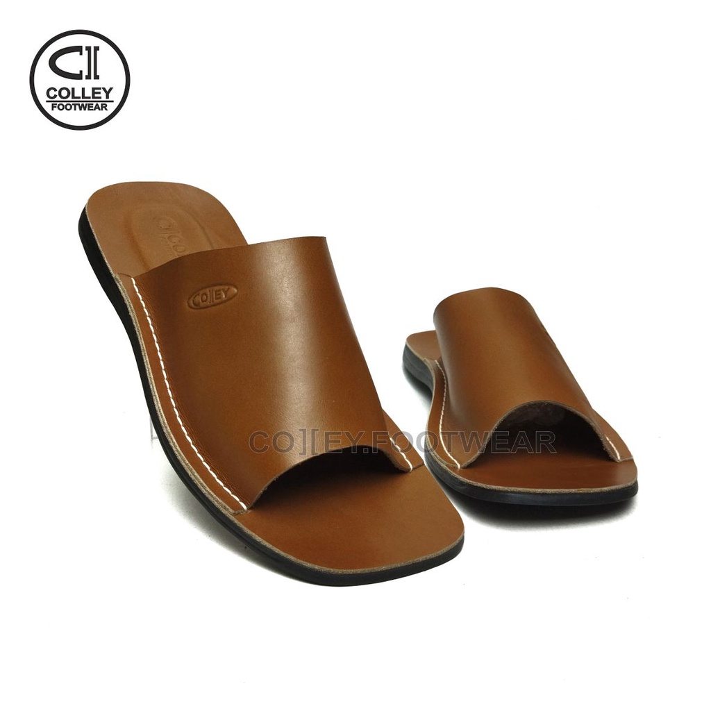 COD - SANDAL TAN FULL KULIT ASLI 100% / SANDAL KASUAL PRIA COLLEY / TAN CLY-SB1-039