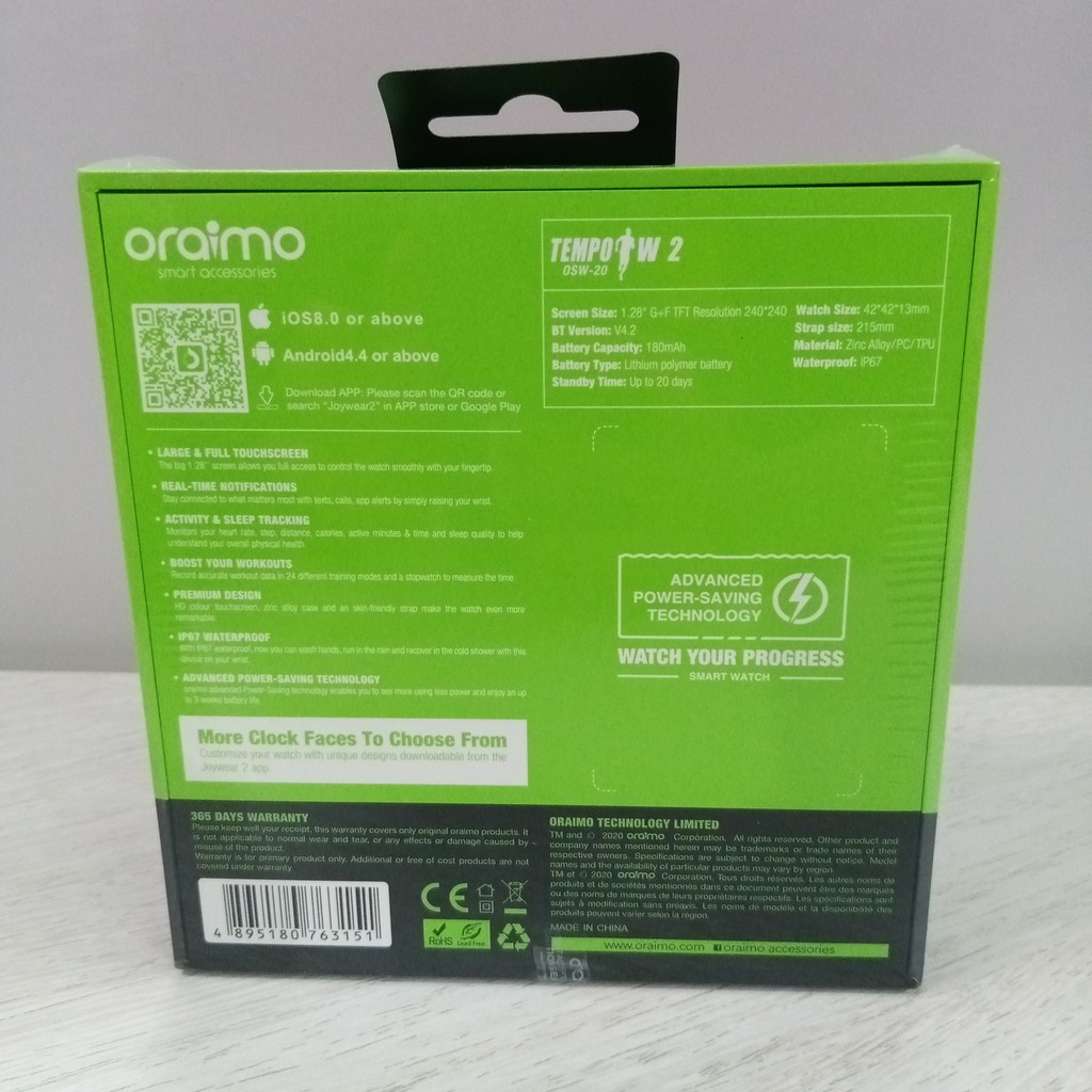 VROFFSTORE SMART WATCH ORAIMO TEMPO W2 OSW-20 JAM TANGAN FITNESS OLAHRAGA PINTAR