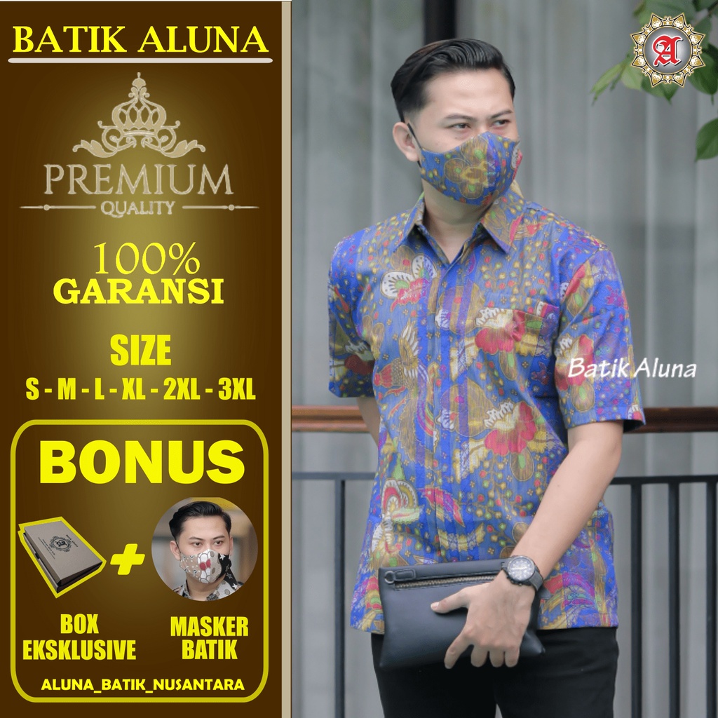 Batik Pria Lengan Pendek Premium BATIK TENUN HRB026 motif EXCLUSIVE Kode FPT 004 S M L XL XXL XXXL A