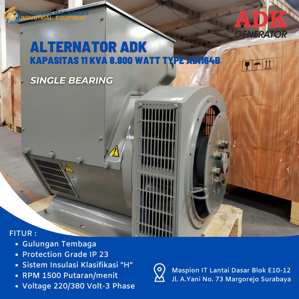 Generator / Alternator ADK 11Kva 8.8Kw Single / Double Bearing ADI164B 10 KVA