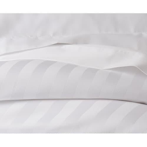 Bahan Kain Sprei Cotton Dobby Stripe 3cm 300TC Putih (White) Lebar 285