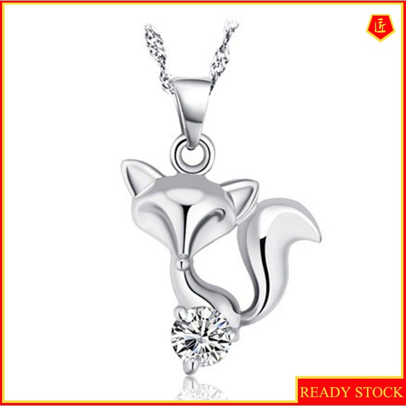 [Ready Stock]Original Silver Jewelry Necklace Female Crystal Fox Pendant Fashion