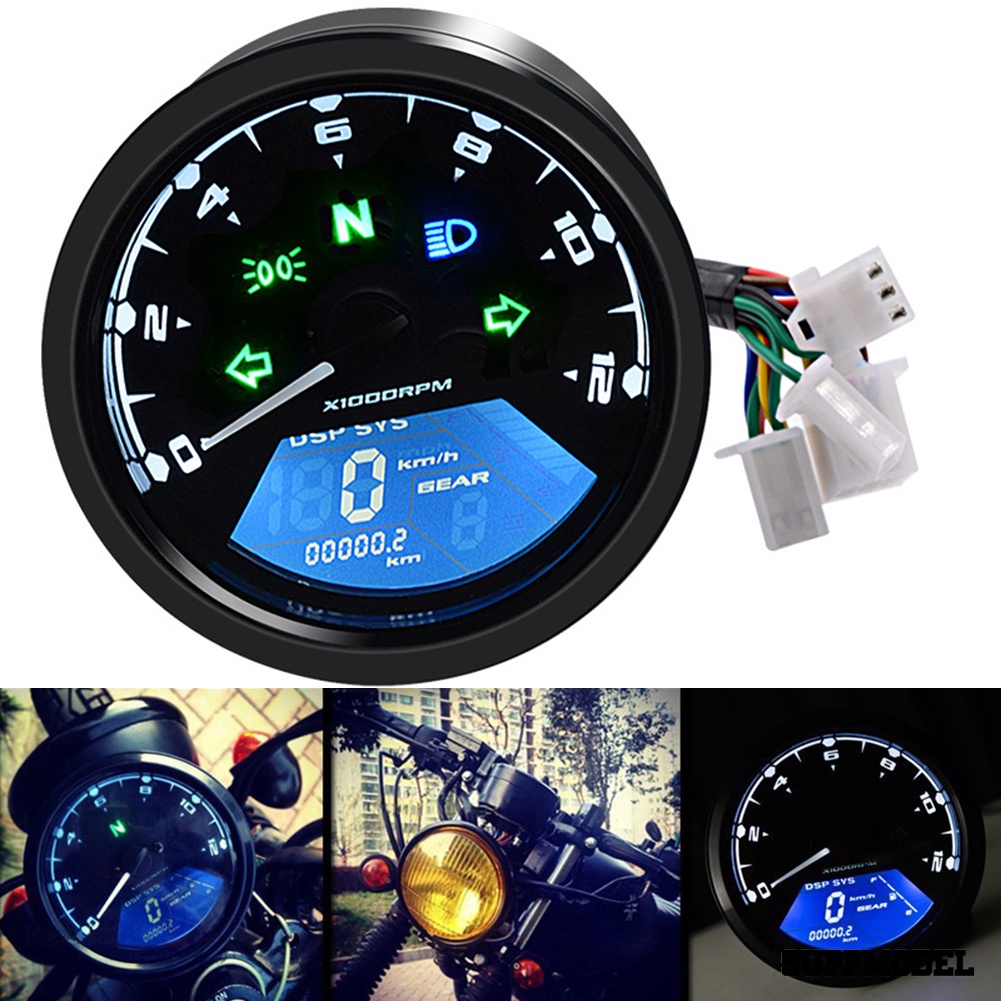 Spm Tachometer / Speedometer / Odometer Digital Lcd Universal 8-18v Untuk Motor