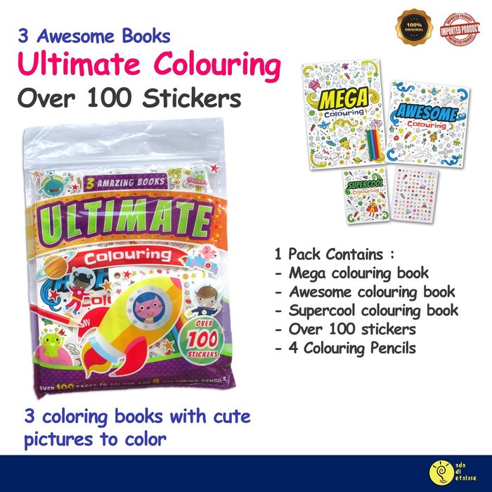 Disc 50 Coloring Book 3 Amazing Books Ultimate Colouring Over 100 Stickers Terbatas Shopee Indonesia