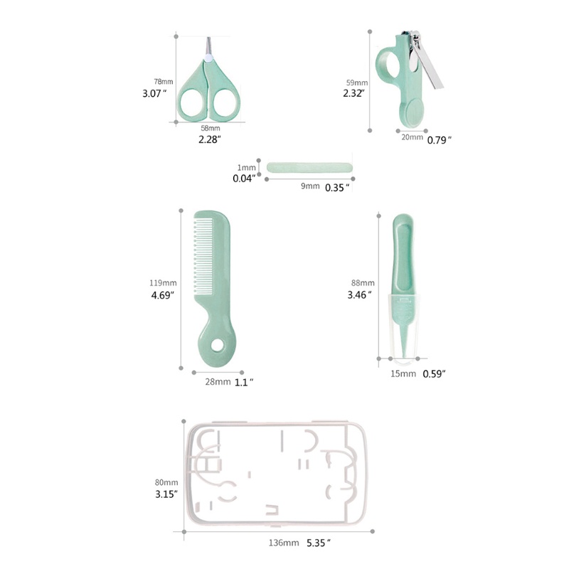 Mary 5pcs / Set Gunting Kuku + Sisir + Gunting + Pembersih Hidung Bayi Newborn