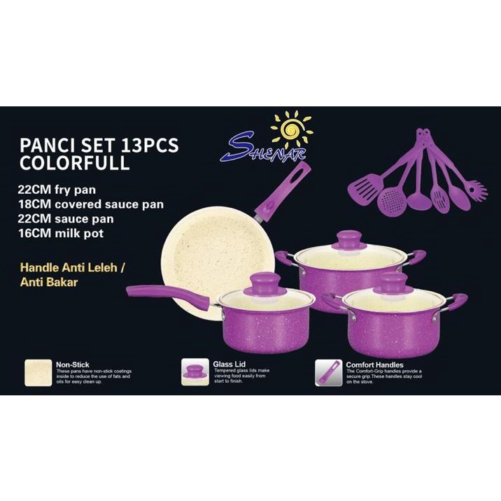 SHENAR (COD) ,Panci Set 13 Cookware Tutup Kaca SERBAGUNA / PANCI 13 SET / PANCI SET