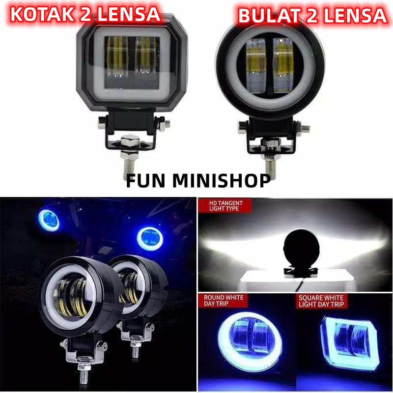 Lampu tembak sorot motor led 2mata lensa Lampu motor mobil DAYMAKER 20W