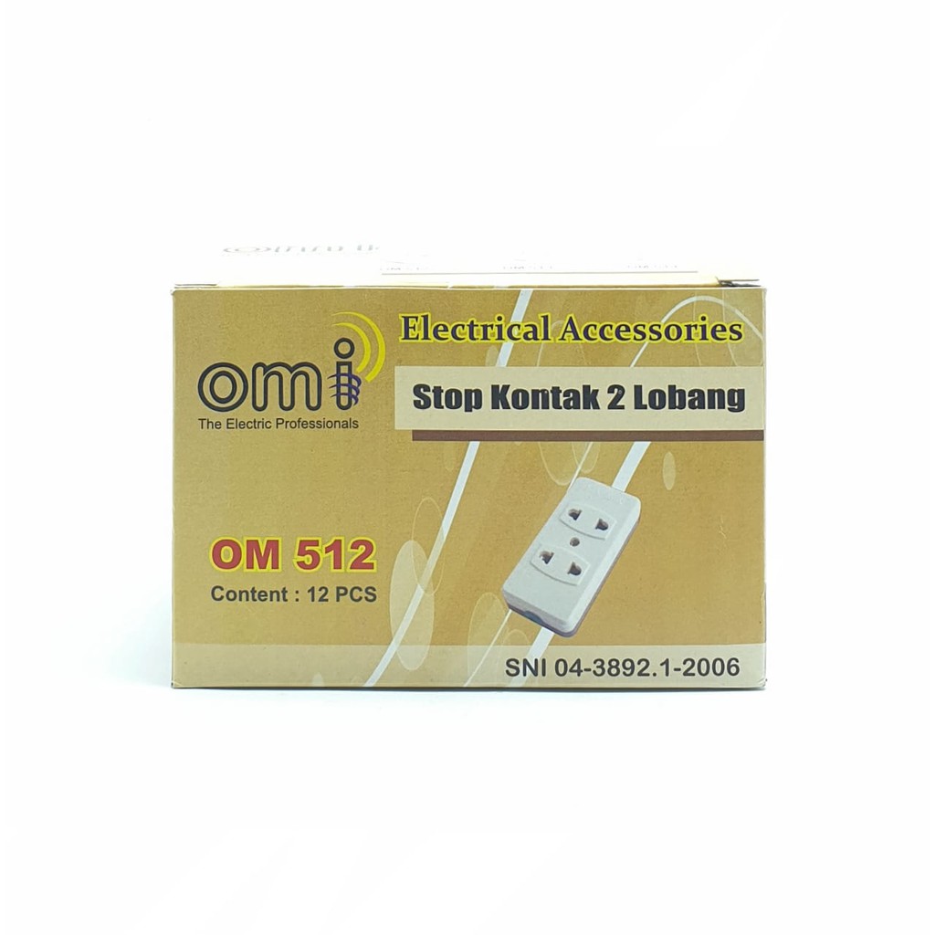 OMI OM-512 2L SNI Stop Kontak Gepeng BAKELITE ASLI TAHAN API 2 Lubang / Colokan Listrik