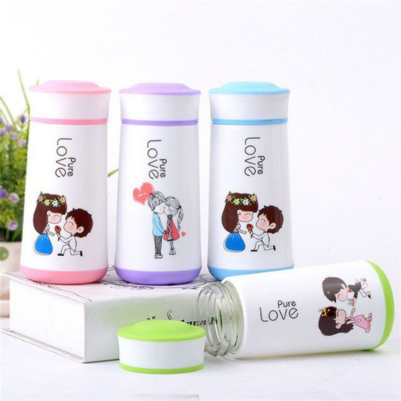 ~ PIYOSHI08 ~ Botol Kaca Pure Love Lucu 350ml Pakai Dus &amp; Bubble AF121