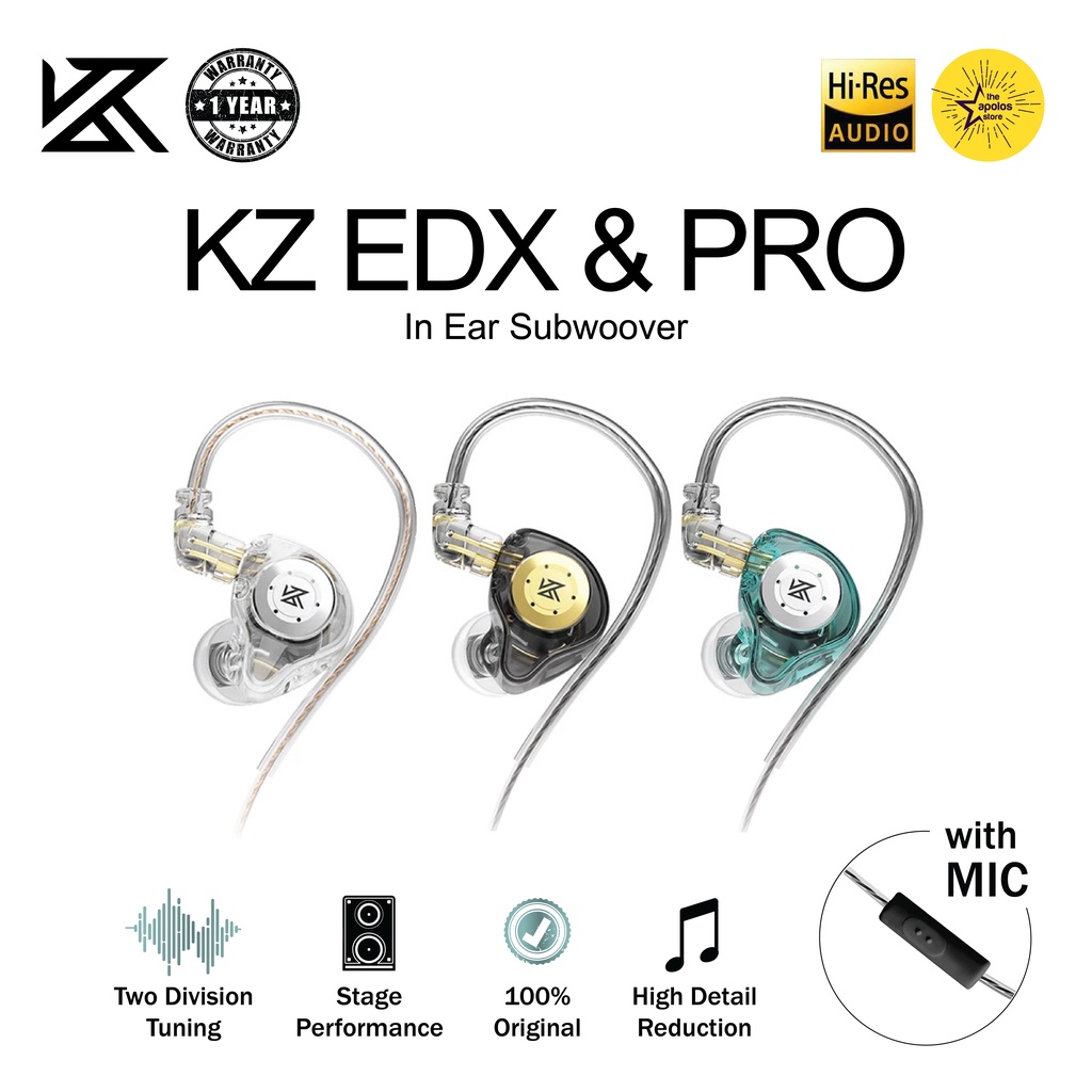 KZ EDX Pro Earphone with Mic Knowledge Zenith Dynamic Driver HIFI Bass In Ear Monitor Original IEM