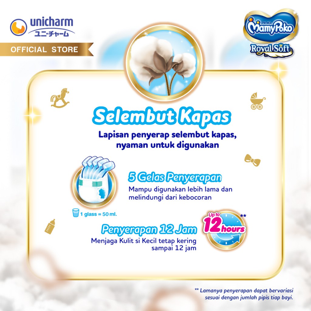 Popok Bayi MamyPoko Perekat Royal Soft NB62 Popok Tape