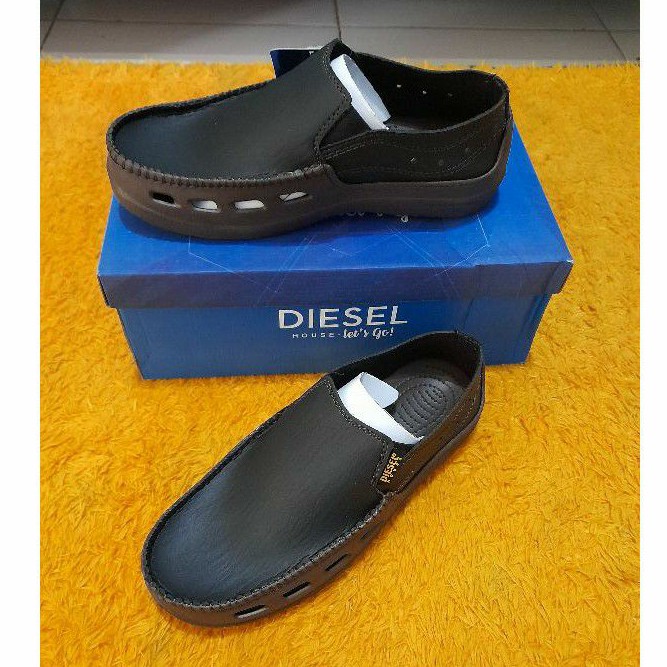 Sepatu Slip On pria Diesel House Hunter Hitam Coklat size 40