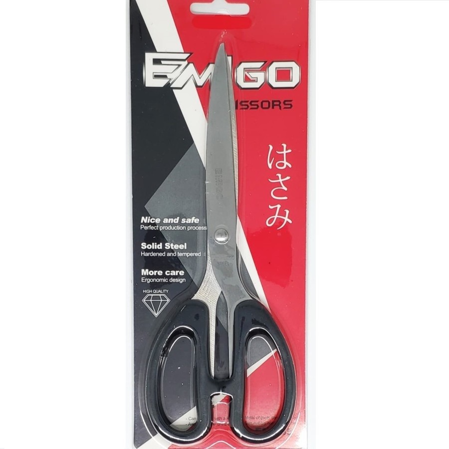 Gunting Kertas Besar Hitam 20cm EMIGO Stainless Steel Scissors EM-185