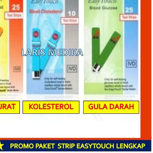 Paket strip easytouch (3in1) easy touch kolesterol asam urat gula darah strip gula / glucosa / gluko