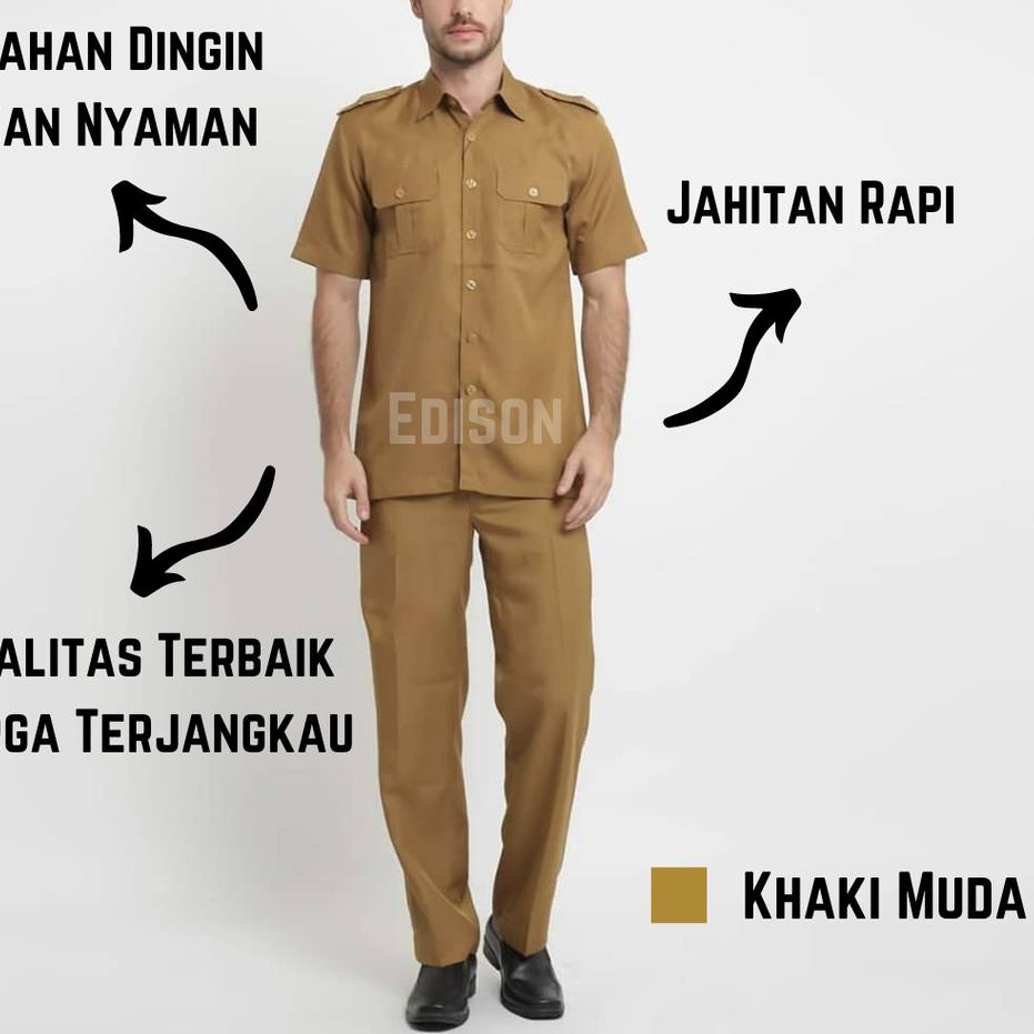 Modern.. Baju Seragam PNS ASN Pria Cokelat Khaki Keky Bahan WOOL IMPORT