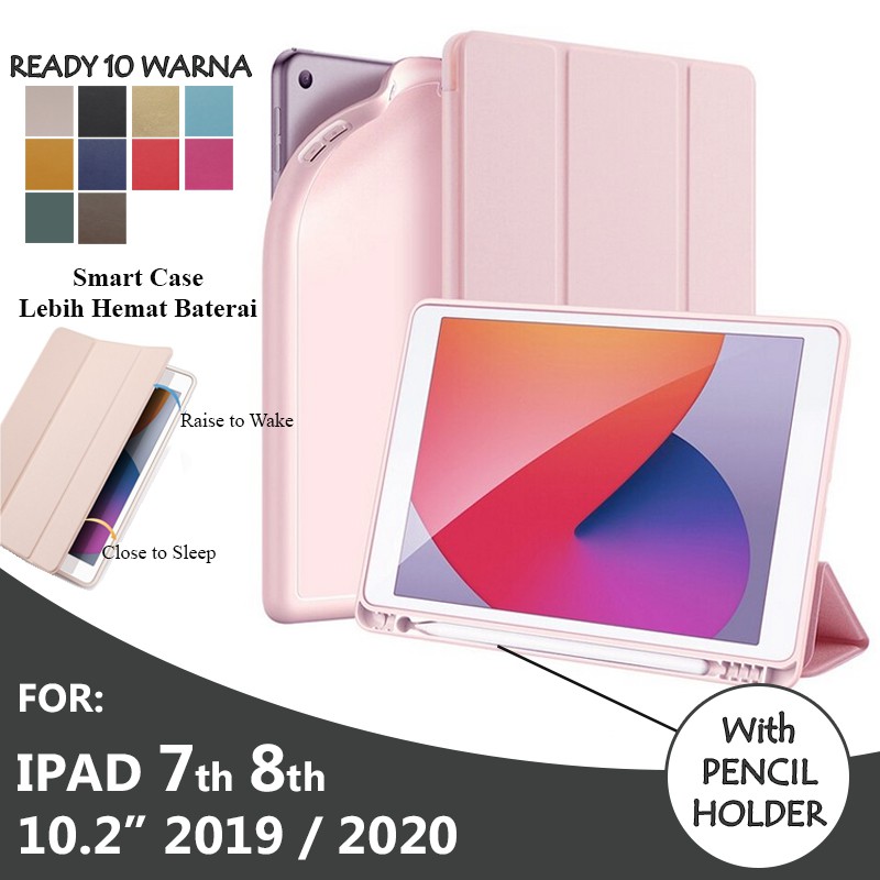 iPad 7 8 Gen 7th 8th 2019 2020 10.2 inch Sma   rt Flip Case With Pencil