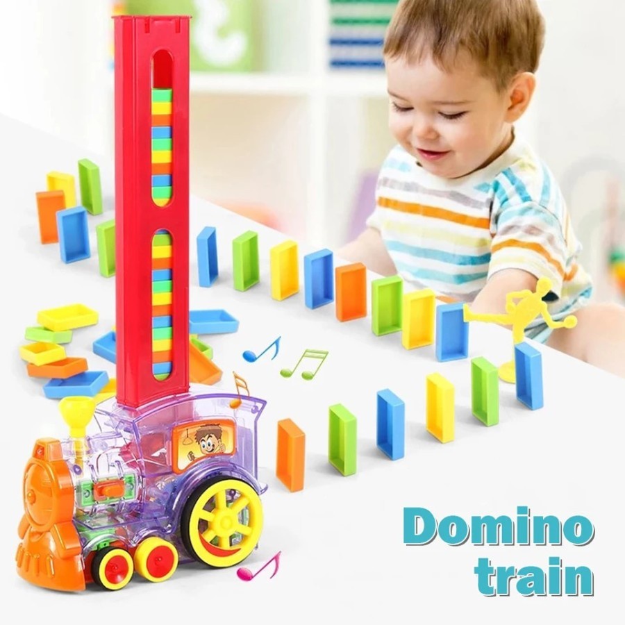 COM Mainan Anak Edukasi Domino Train 80 pcs Kereta Penyusun Domino BY-4003