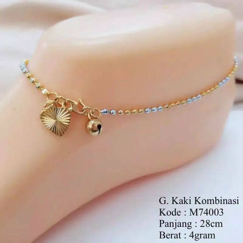 GELANG KAKI BIJI LADA KOMBINASI TITANIUM LAPIS EMAS 18k 74004.17-1.Kombinasi