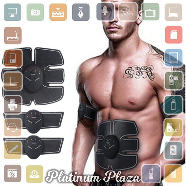 Alat Stimulator Terapi EMS Otot Six Pack ABS Abdominal Muscle Exer`E2JJ8C- Black