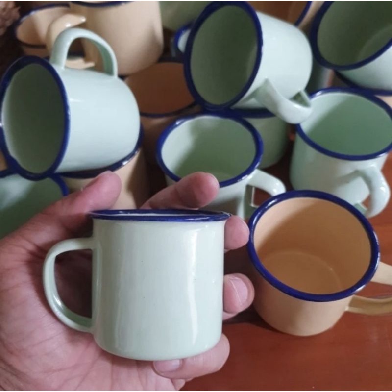mug enamel seng polos jadul vintage 140 ml cangkir kopi seng