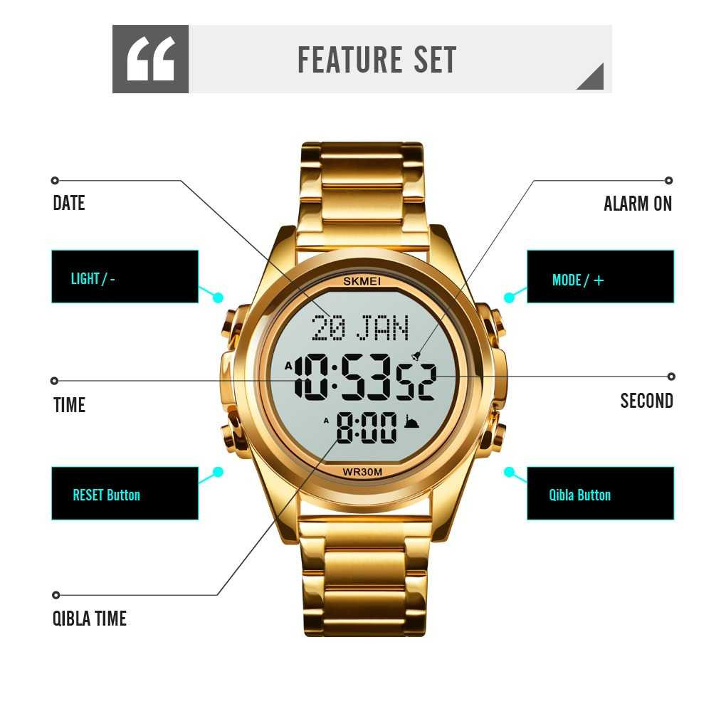 Jam Tangan Pria Digital Kiblat Original SKMEI DG1667 Gold-4