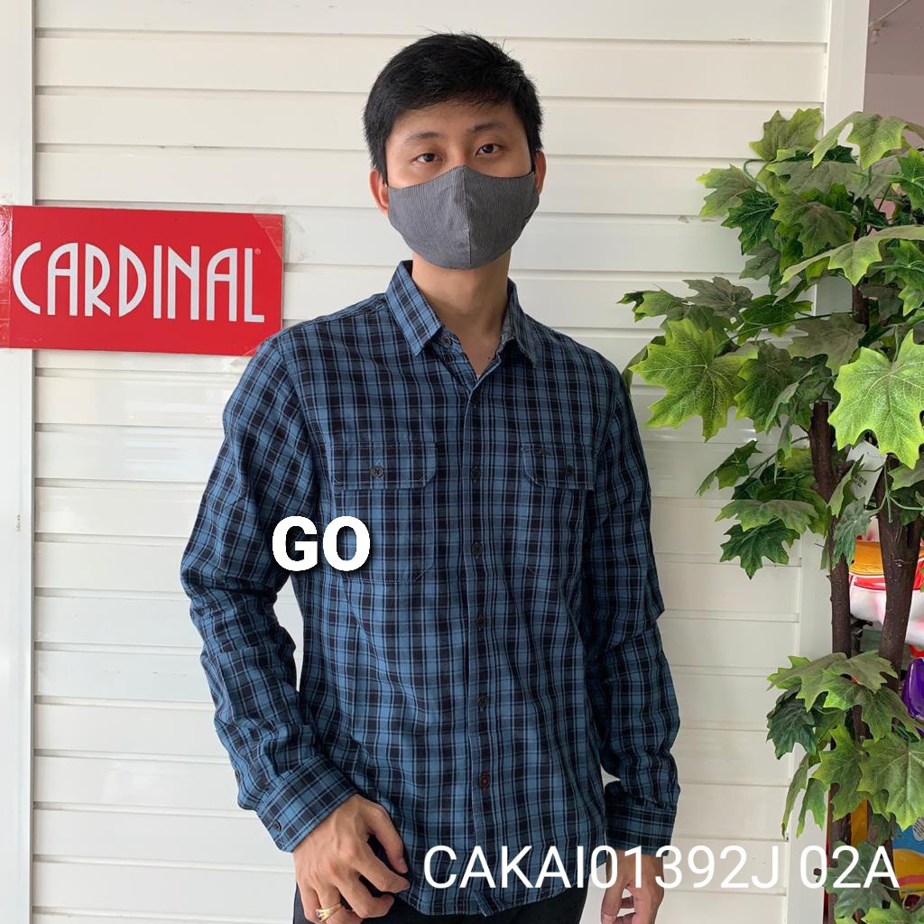 gof CARDINAL KEMEJA JEANS Slimfit Hem Cowok Pakaian Pria Baju Atasan Lengan Panjang Original