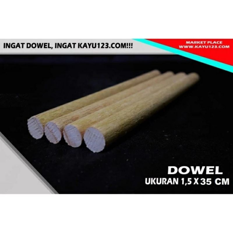 DOWEL KAYU STIK KAYU BULAT GAGANG SAPU 1,5 CM X PANJANG 35 CM