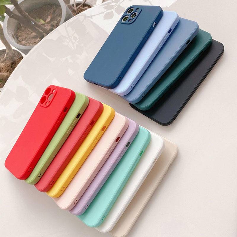 Soft Case Silikon TPU Warna Biru Hitam Untuk iPhone 13 12 11 Pro MAX Mini X XS MAX XR SE 2022 2020 6 6S 7 8 Plus