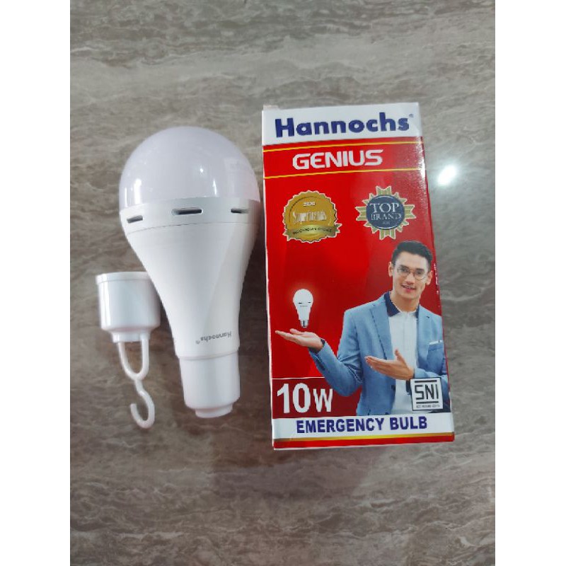 Lampu LED Emergency AC/DC Hannochs Genius 10 Watt - Cahaya Putih